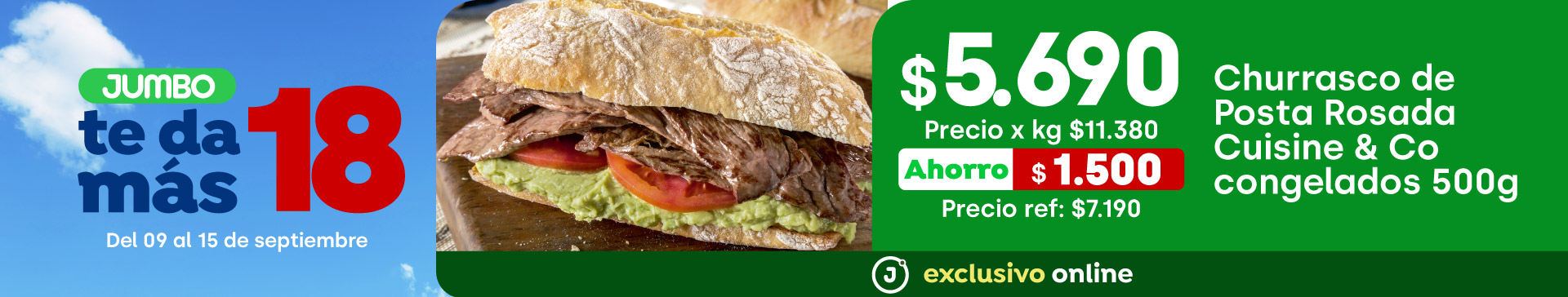 Bombazo exclusivo ecomm - Churrasco Posta Rosada Cuisine&Co Congelados 500 grs $5.690 (p.ref. $7.190) - 09-09-2025 al 15-09-2025