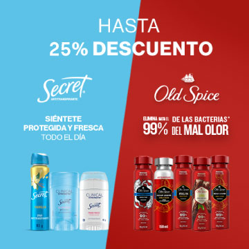 Desodorantes Secret y Old Spice hasta 25% dcto.