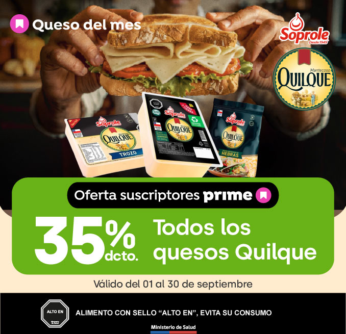 Prime - 35% TODOS LOS QUESOS QUILQUE - 1-09-2025 al 30-09-2025