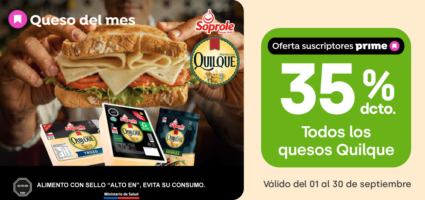 Prime - 35% TODOS LOS QUESOS QUILQUE - 1-09-2025 al 30-09-2025