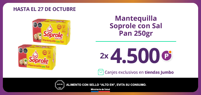 2X MANTEQUILLA SOPROLE C/SAL PAN 250 GR