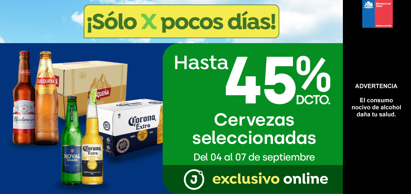 Bombazo exclusivo ecomm - Cervezas seleccionadas hasta 45% descto - 04-09-2025 al 07-09-2025