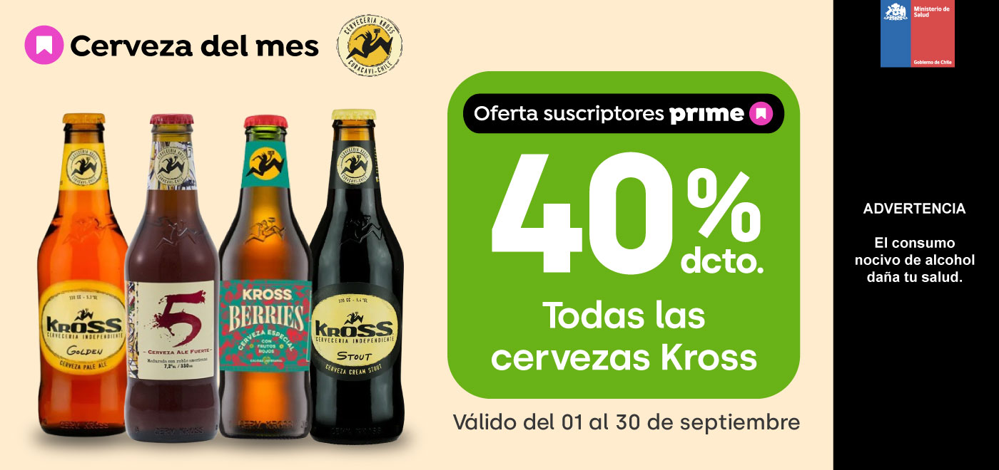 Prime - TODAS LAS CERVEZAS KROSS 40% DESCTO - 1-09-2025 al 30-09-2025
