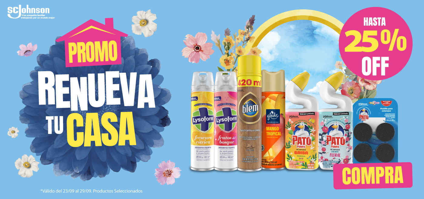 Proveedor Huincha Home - SCJ - Lysoform, Glade, Pato hasta 25% descto - 23-09-2025 al 29-09-2025