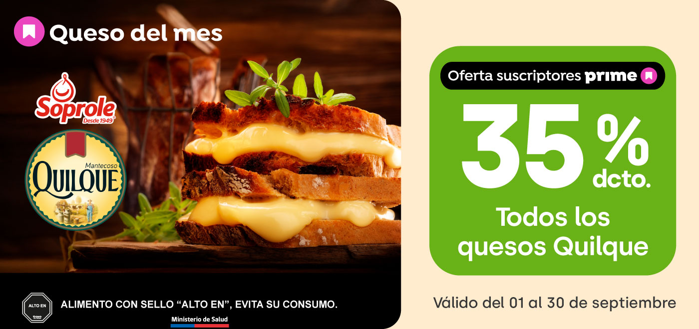 Prime - 35% TODOS LOS QUESOS QUILQUE - 1-09-2025 al 30-09-2025