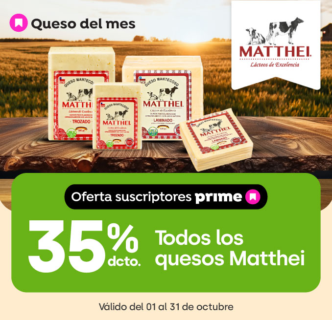 Prime - 35% TODOS LOS QUESOS MATTHEI - 1-10-2025 al 31-10-2025