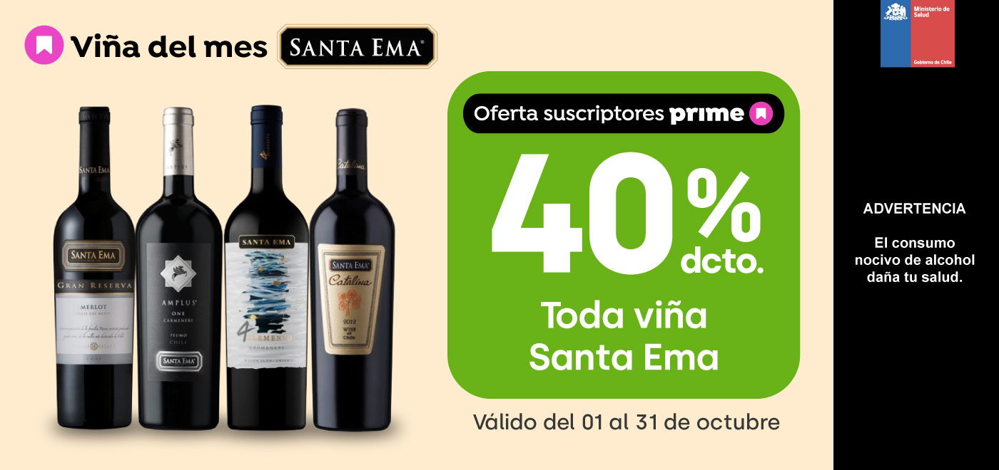 Prime - TODO VIÑA SANTA EMA 40% DESCTO - 01-10-2025 al 31-10-2025
