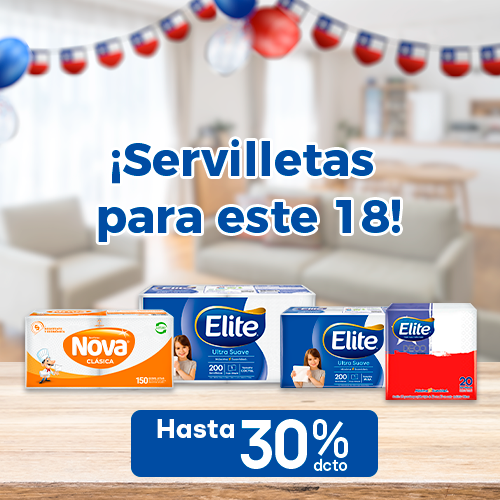 Servilletas hasta 30% dcto.