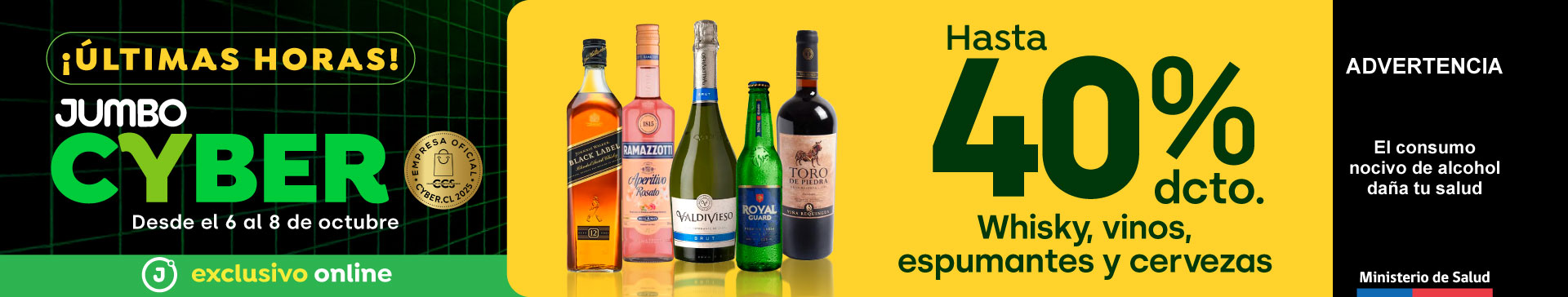 Cyber - WHISKY, VINOS, ESPUMANTES Y CERVEZAS HASTA 40% - 6-10-2025 al 8-10-2025