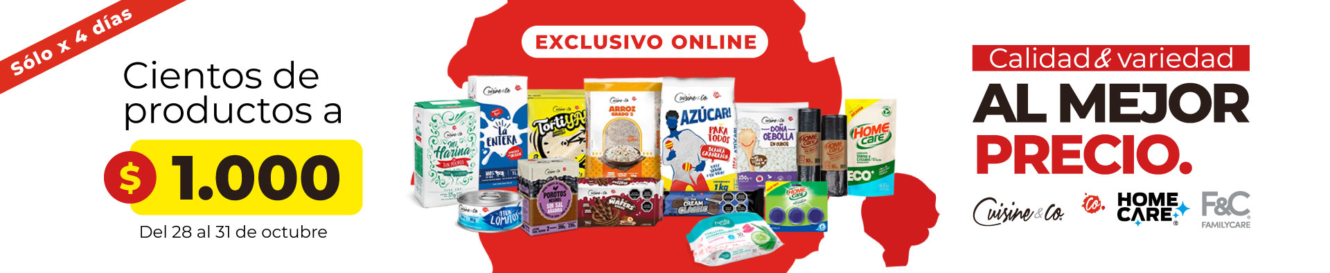 Bombazo exclusivo ecomm - 100 productos a $1.000 Cuisine & Co - 28-10-2025 al 31-10-2025