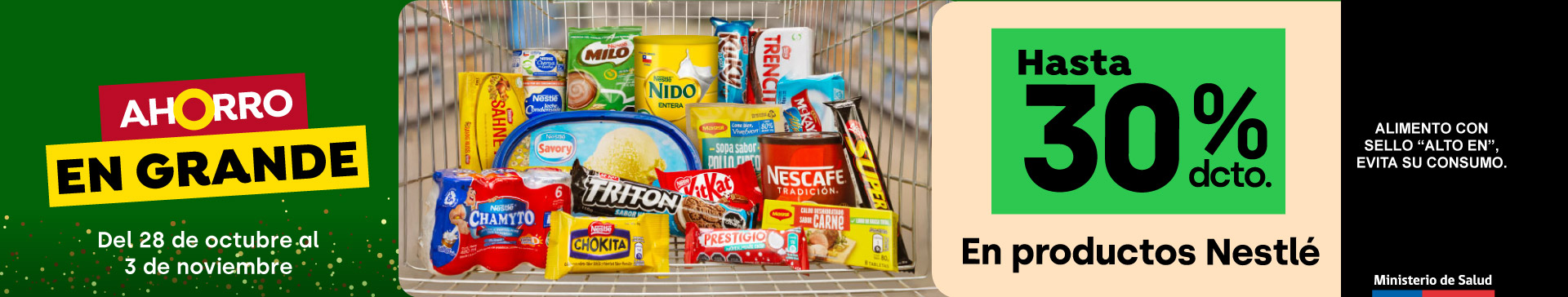 Banner ppal proveedor - NESTLÉ - Productos Nestlé hasta 30% dcto - 28-10-2025 al 03-11-2025