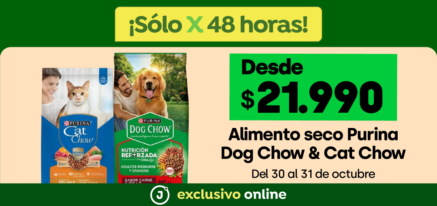 Bombazo exclusivo ecomm - NESTLE - ALIMENTO SECO PURINA DOG CHOW & CAT CHOW, seleccionado desde $21.990 - 30/10/2025 al 31/10/2025