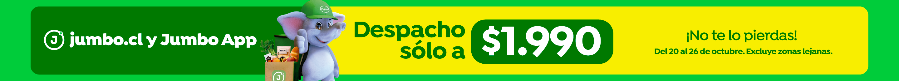 20 al 26 dsp a $1.990, excluye zonas lejanas