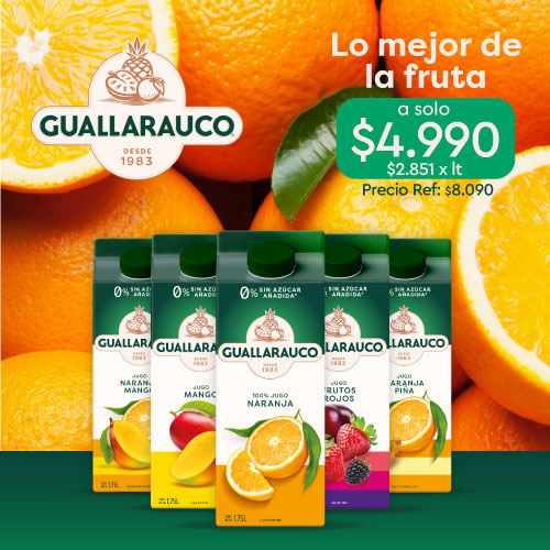 Todos los jugos frescos Guallarauco 1.75L a $4.990