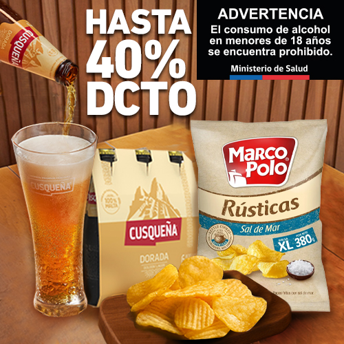 Snacks y Cervezas hasta 40% dcto.