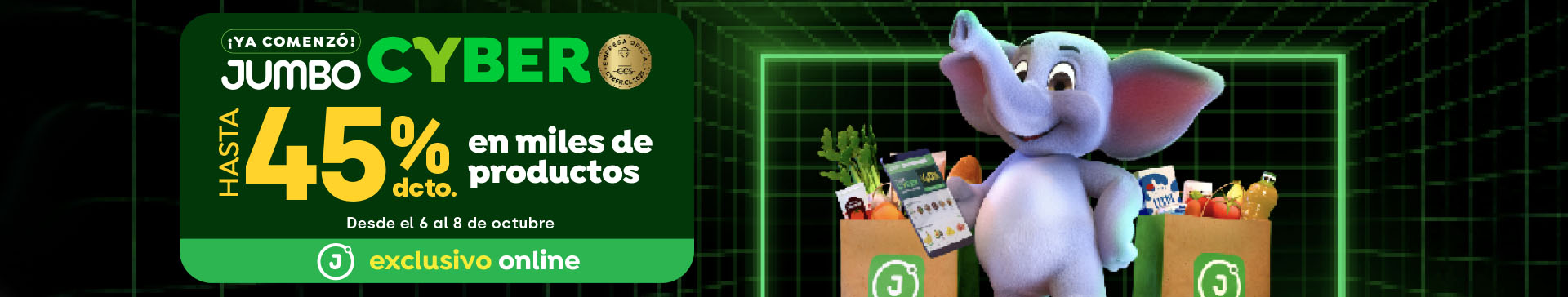 Aprovecha el Cyber Monday! Desde el 6 al 8 de Octubre