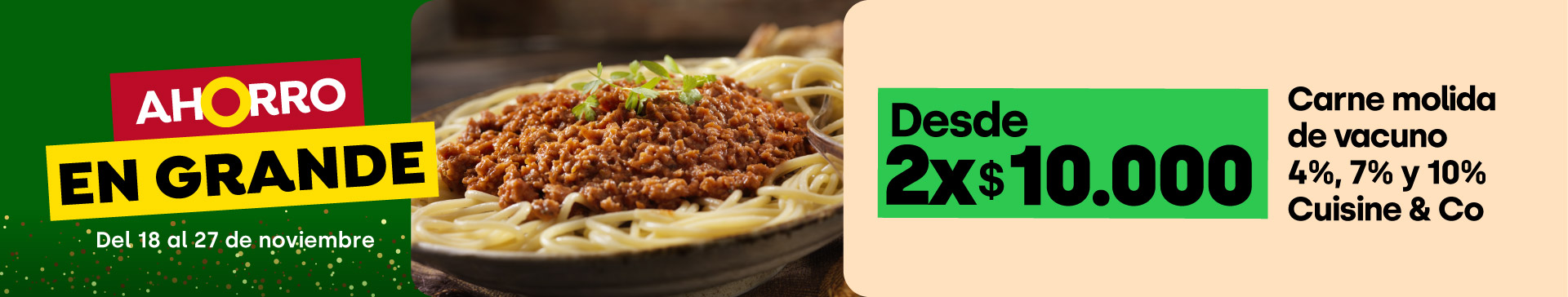 Bombazo exclusivo ecomm - Carne molida de vacuno C&CO 4%, 7% y 10% desde 2x $10.000 - 18-11-2025 al 27-11-2025