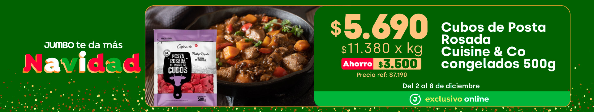 Bombazo exclusivo ecomm - Cubos Posta Rosada Cuisine&Co Congelados 500 grs $5.690 (p.ref. $7.190) - 02-12-2025 al 08-12-2025