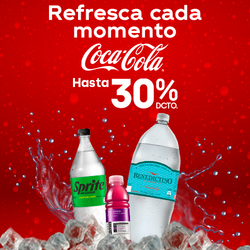 Bebidas y aguas hasta 30% dcto.