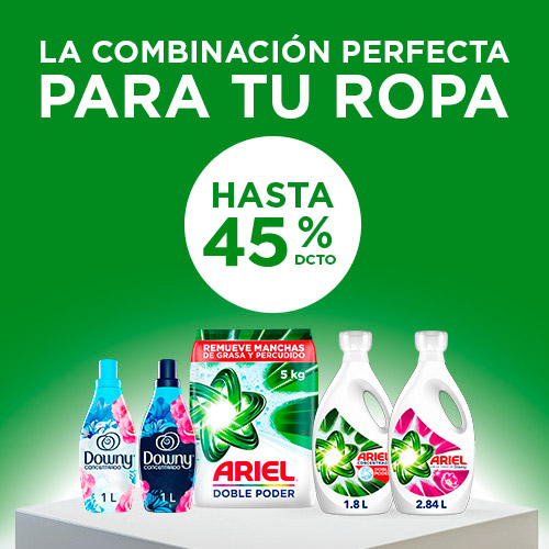Ariel y Downy hasta 45% dcto.