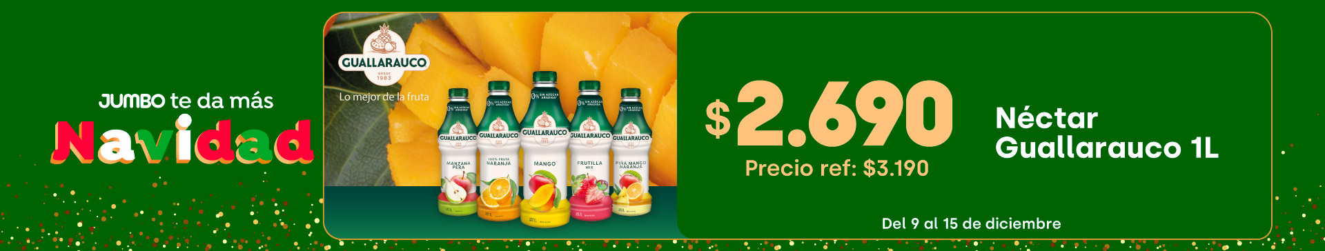 Banner ppal proveedor - GUALLARAUCO BOTILLERÍA - NÉCTAR GUALLARAUCO 1LT XX - 9-12-2025 al 15-12-2025