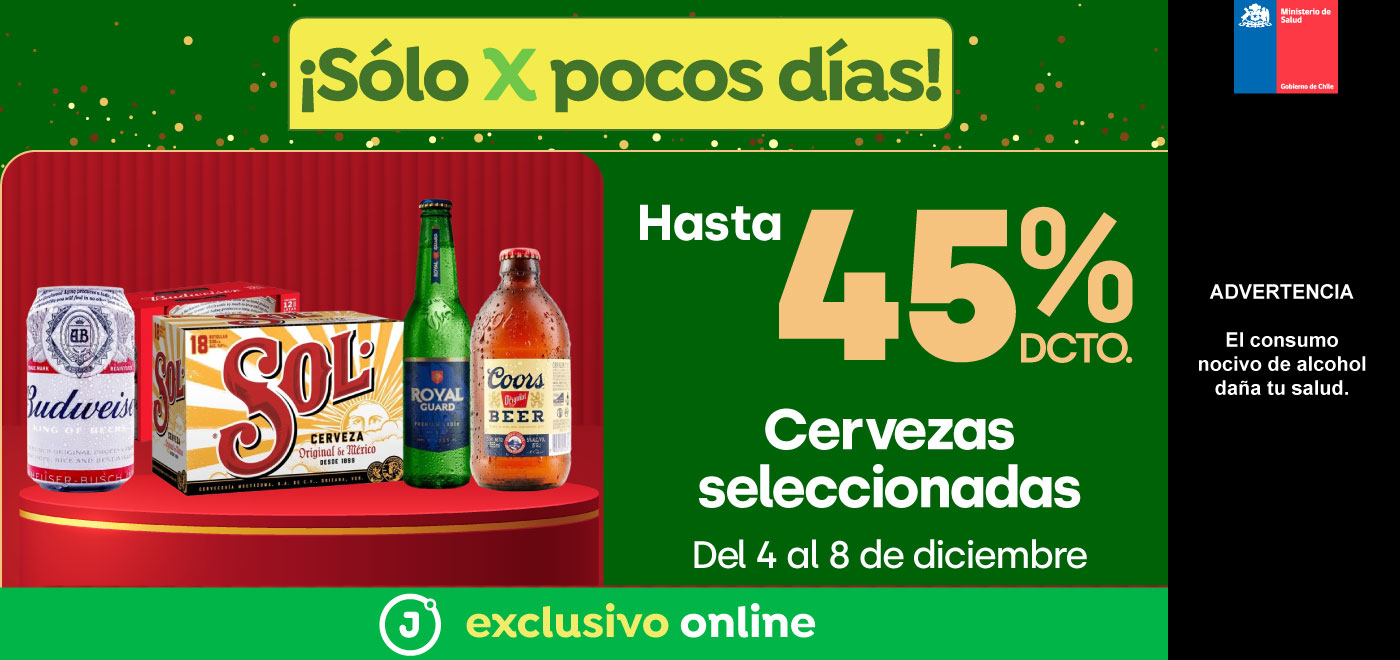 Bombazo exclusivo ecomm - Cervezas seleccionadas hasta 45% descto - 4-12-2025 al 8-12-2025