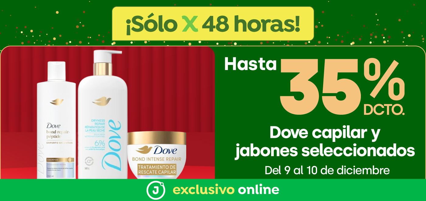 Bombazo exclusivo ecomm - Hasta 35% descto Dove capilar y jabones seleccionados - 09-12-2025 al 10-12-2025