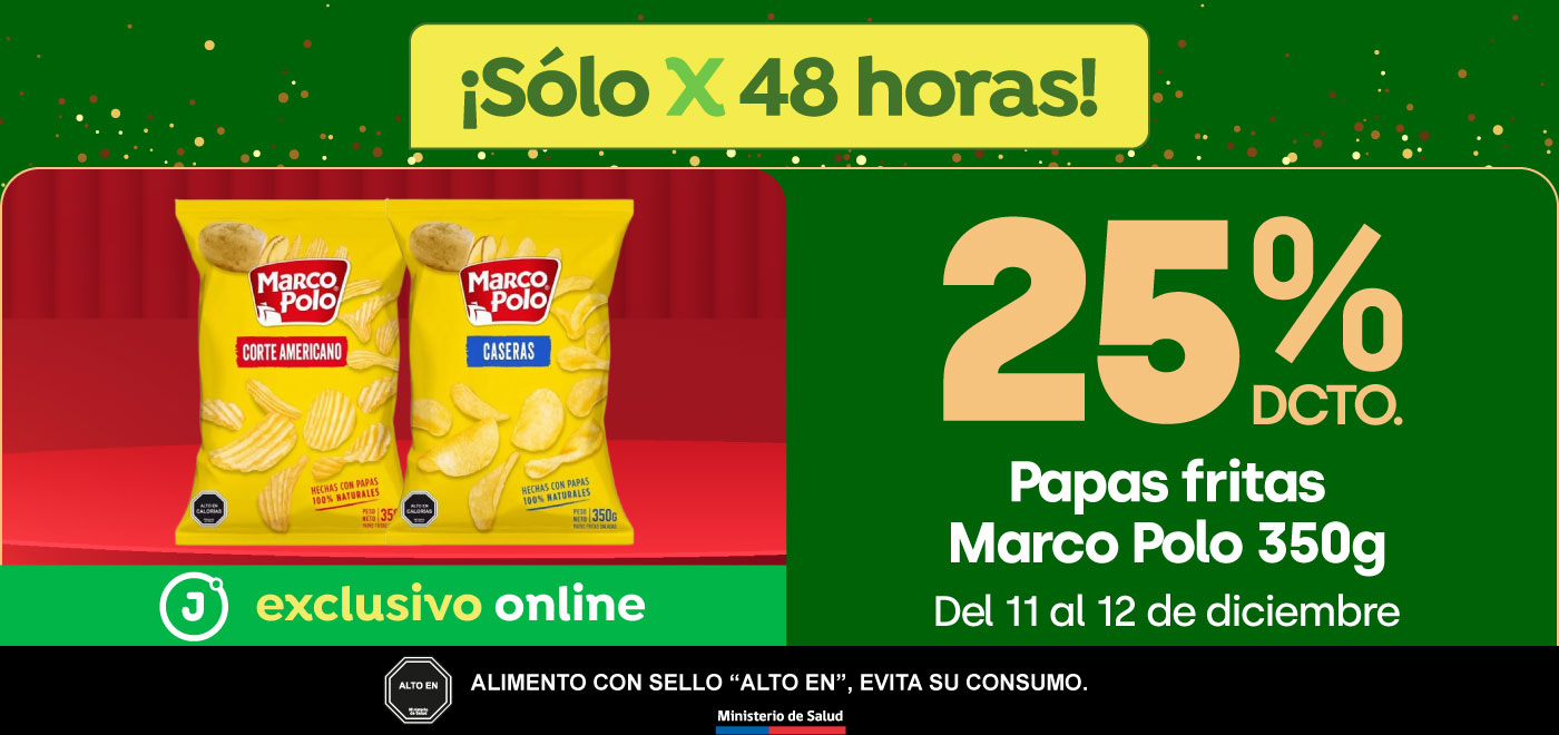 Bombazo exclusivo ecomm - Papas fritas Marco Polo 350 gr 25% descto - 11-12-2025 al 12-12-2025