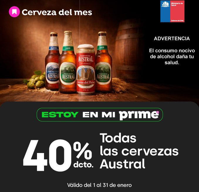 Prime - TODAS LAS CERVEZAS AUSTRAL 40% DESCTO - 01-01-2026 al 31-01-2026