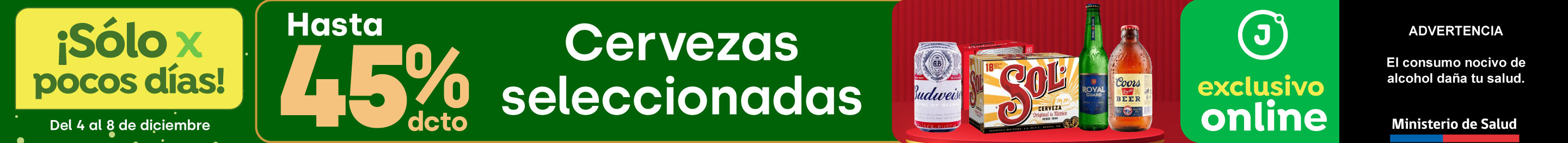 Bombazo exclusivo ecomm - Cervezas seleccionadas hasta 45% descto - 4-12-2025 al 8-12-2025