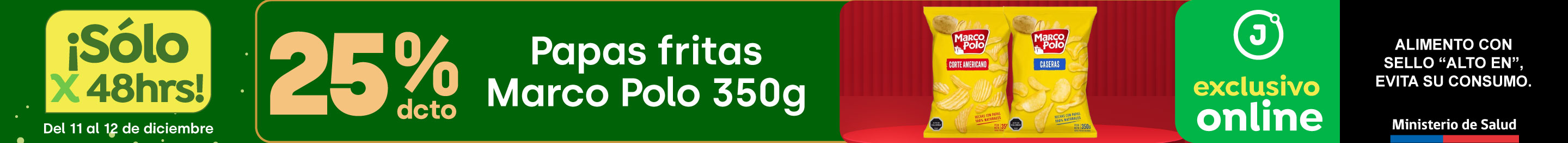 Bombazo exclusivo ecomm - Papas fritas Marco Polo 350 gr 25% descto - 11-12-2025 al 12-12-2025