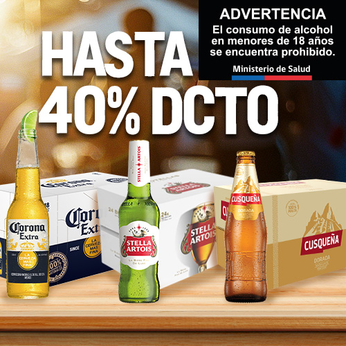 Cervezas hasta 40% dcto.