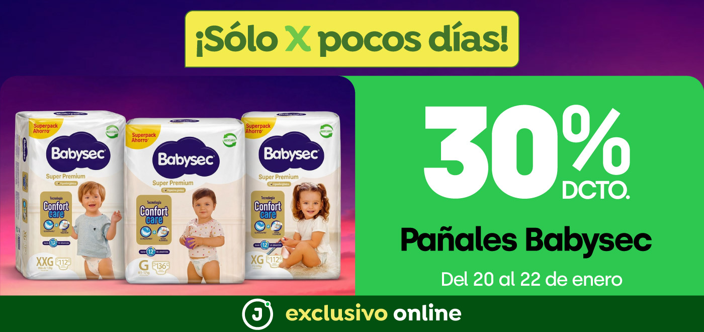 Bombazo exclusivo ecomm - Pañales Baybasec con 30% de dcto - 20-01-2026 al 22-01-2026