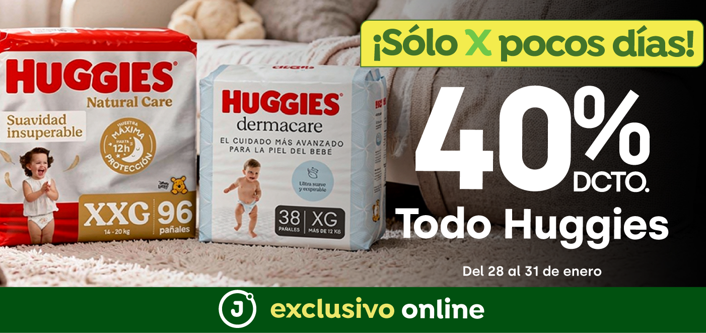 Bombazo exclusivo ecomm - Bombazo Huggies con 40% de dcto - 28-01-2026 al 31-02-2026