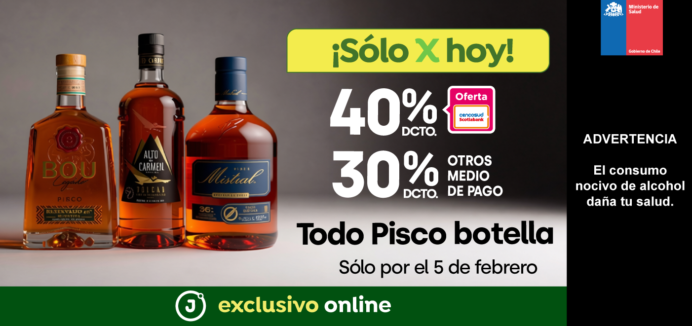 Exclusivas - Todo pisco botella 30% TMP 40% TC  - 05-02-2026 al 05-02-2026