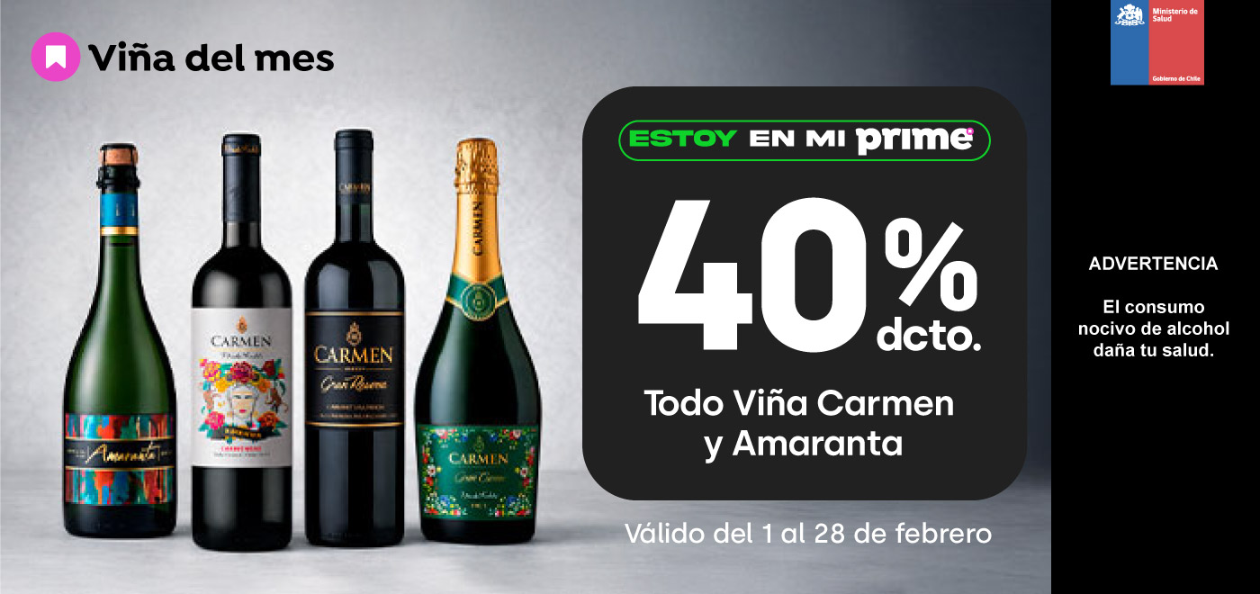 Prime - TODO VIÑA CARMEN Y AMARANTA 40% DESCTO - 01-02-2026 al 28-02-2026