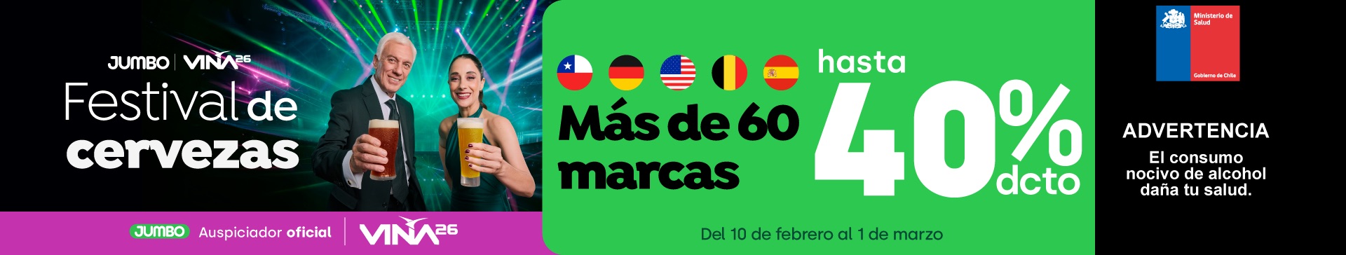 Especial - Festival de la cerveza: más de 60 marcas con hasta 40%dcto. - 09-02-2026 al 28-02-2026