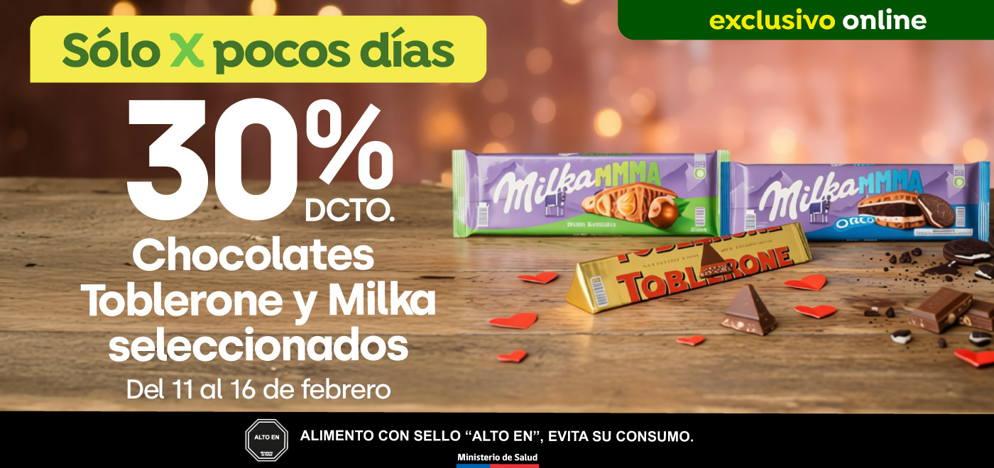 Bombazo exclusivo ecomm - CHOCOLATES TOBLERONE Y MILKA SELECCIONADOS 30% DESCTO - 11-02-2026 al 16-02-2025