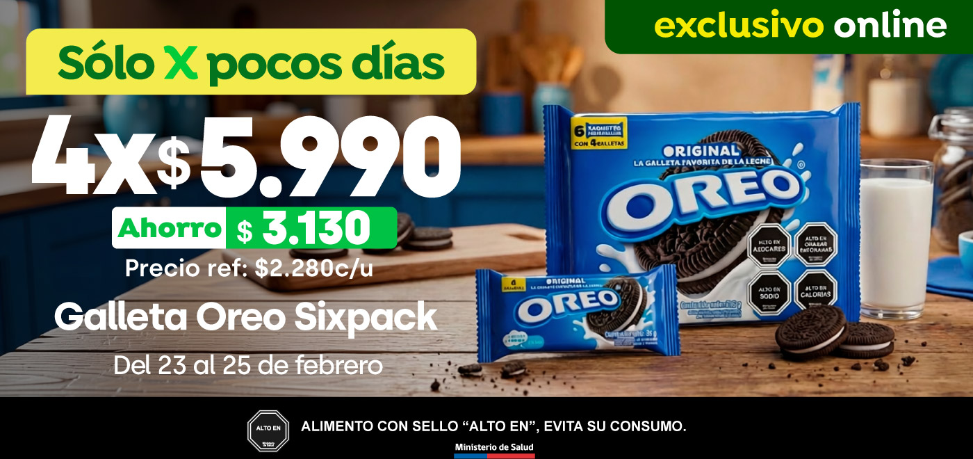 Bombazo exclusivo ecomm - MONDELEZ - GALLETA OREO SIXPACK 6X5990 (AHORRO $3.130) - 23-02-2026 al 25-02-2026