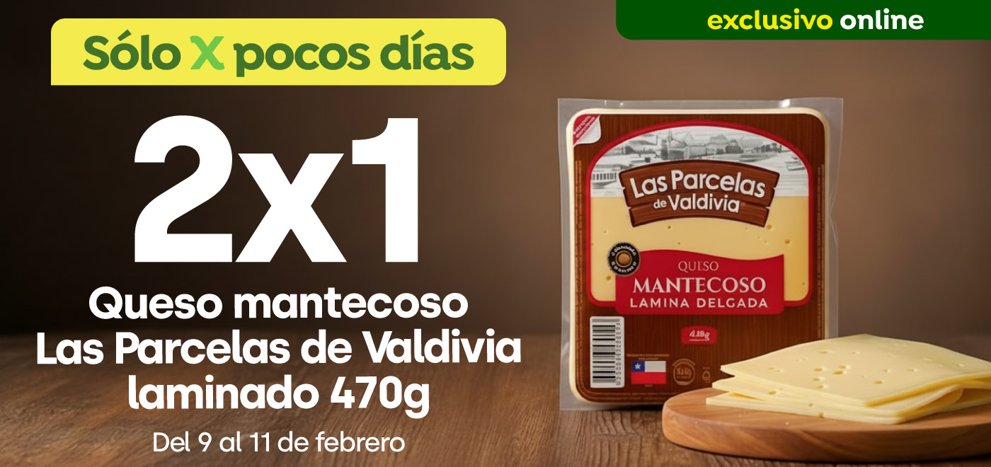 Bombazo exclusivo ecomm - QUESO MANTECOS VALDIVIA S/BOR LAM 470 GR 2x1  (p.ref. $8.400) / PPUM: 8.936 Kg - 09-02-2026 al 11-02-2026