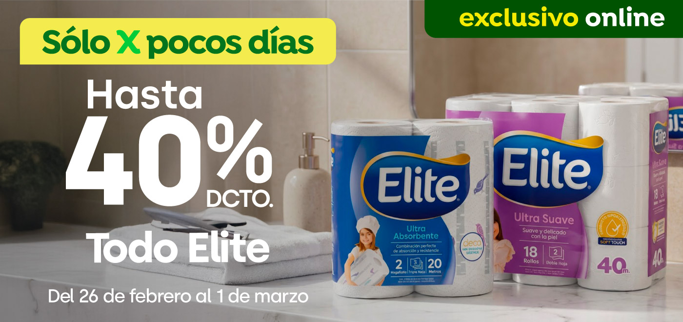 Bombazo excl ecomm - Elite hasta 45% dcto - 26-02-2026 al 01-03-2026
