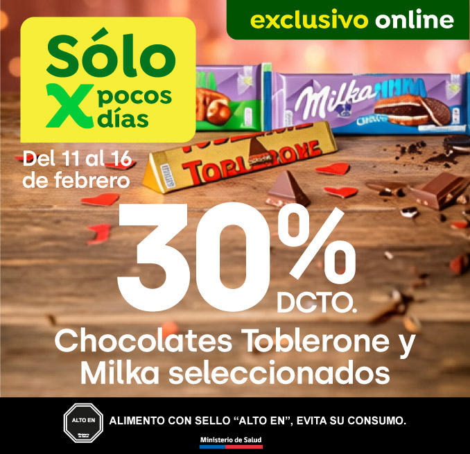 Bombazo exclusivo ecomm - CHOCOLATES TOBLERONE Y MILKA SELECCIONADOS 30% DESCTO - 11-02-2026 al 16-02-2025