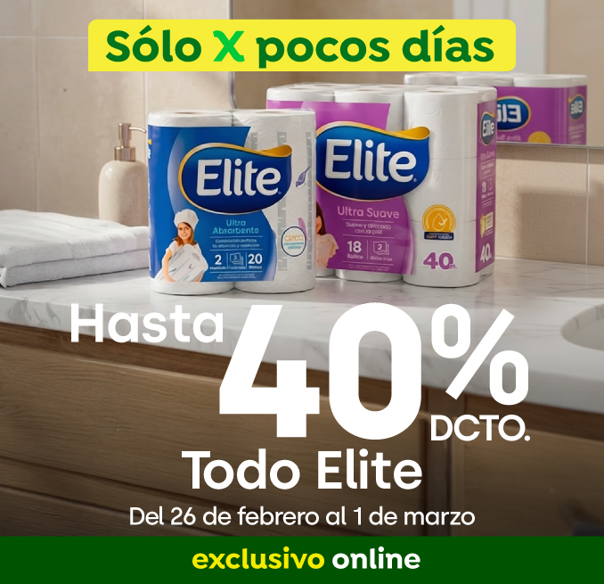Bombazo excl ecomm - Elite hasta 45% dcto - 26-02-2026 al 01-03-2026
