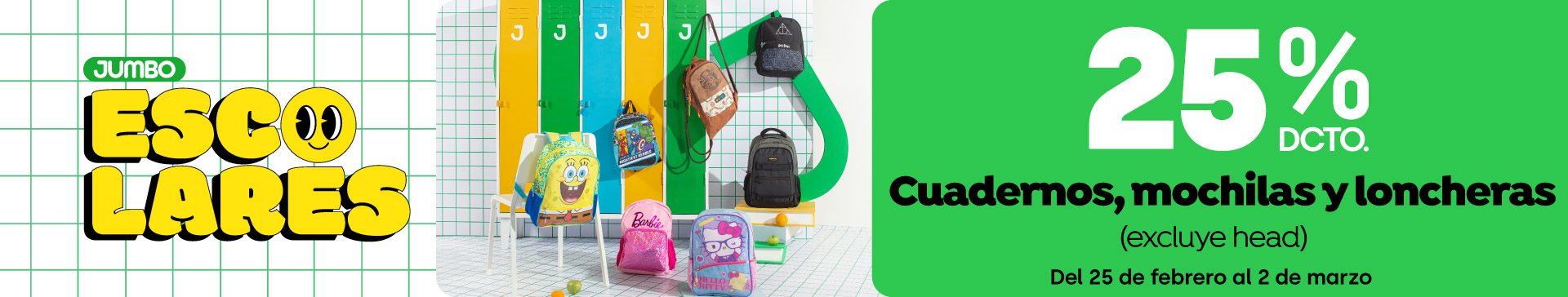 Ciclos - Cuadernos, mochilas y loncheras (excluye Head) 25% dcto  - 25-02-2026 al 02-03-2026