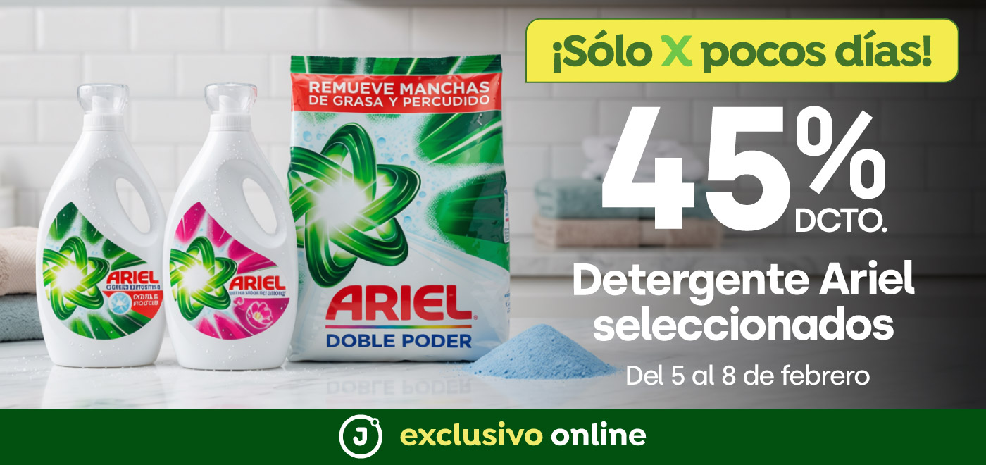 Bombazo exclusivo ecomm - P&G - Ariel con 45% dcto (productos seleccionados) - 05-02-2026 al 08-02-2026