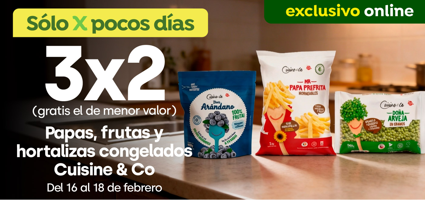 Bombazo exclusivo ecomm - Papas, frutas y hortalizas congeladas C&Co 3x2 - 16-02-2026 al 18-02-2026