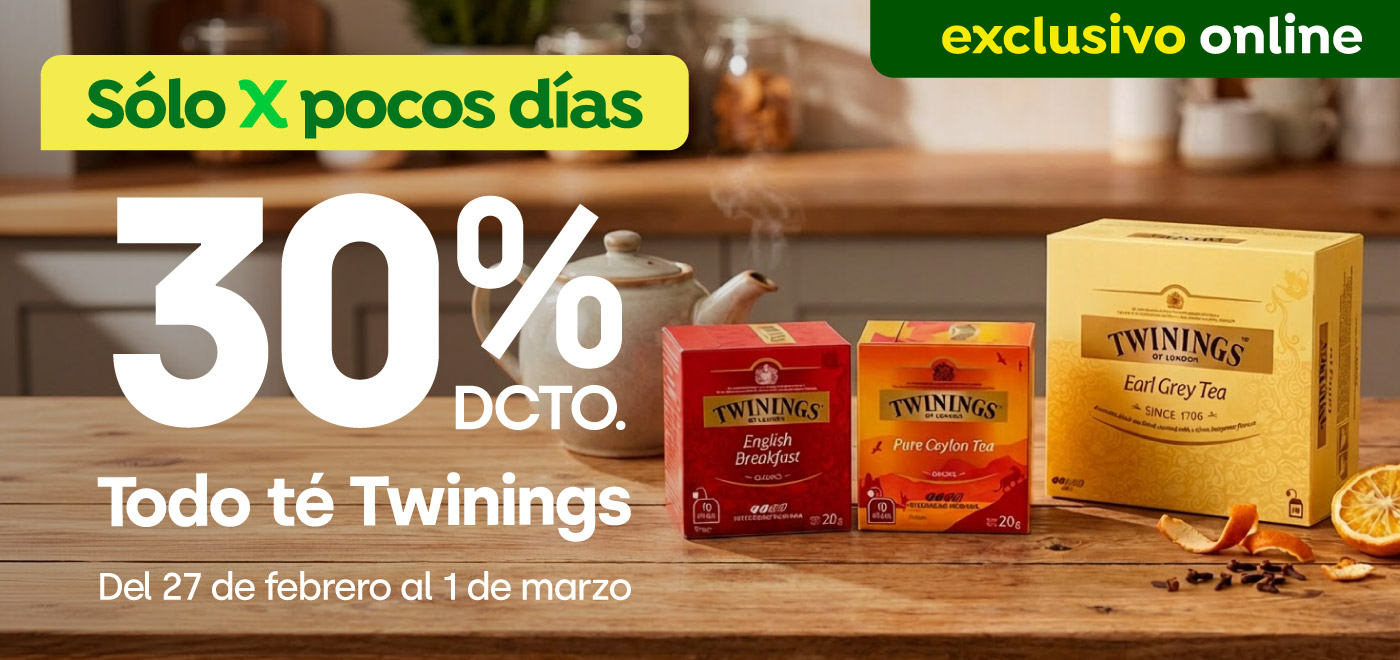 Bombazo exclusivo ecomm - Todo té Twinings 30% dcto - 27-02-2026 al 01-03-2026