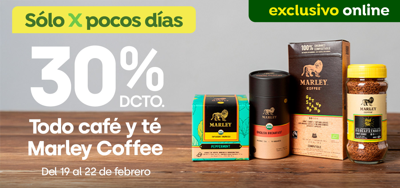 Bombazo exclusivo ecomm - Todo te y café Marley Coffee 30% dcto - 19-02-2026 al 22-02-2026