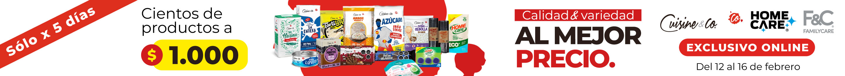 Bombazo exclusivo ecomm - CIENTOS DE PRODUCTOS A 1.000 CUISINE & CO - 12-02-2026 al 16-02-2026