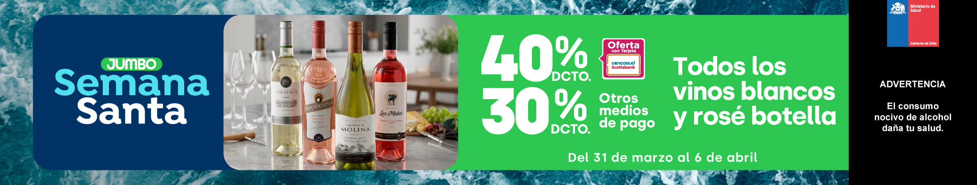 Especial - Todos los vinos blancos y rose botella 40% dcto tc 30% dcto tmp - 31-03-2026 al 06-04-2026